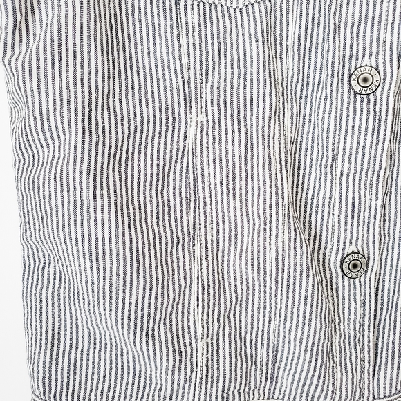 Kenar Linen Gray White Railroad Stripe Vest - Picture 6 of 7